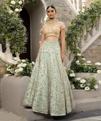 Mint Green Floral Lehenga 2