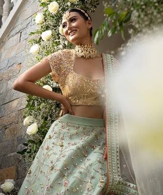 Mint Green Floral Lehenga 3