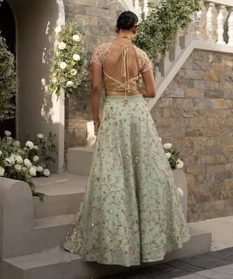 Mint Green Floral Lehenga 5