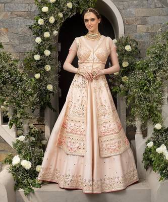 Peach Jacket Anarkali Lehenga 1