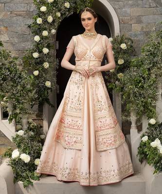 Peach Jacket Anarkali Lehenga 2
