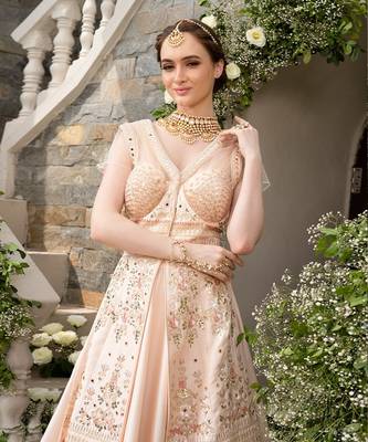 Peach Jacket Anarkali Lehenga 4