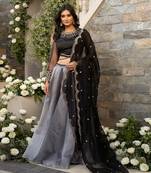 Black Grey Lehenga Set