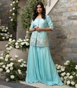 Ice Blue Jacket Lehenga Set