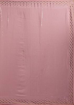 Pink Sequance Embroidery Work,Jacquard Border Georgette Traditional-Sarees With  Satin Banglori Silk Blouse 3