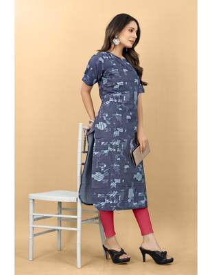 Blue plain jacquard ethnic-kurtis 2