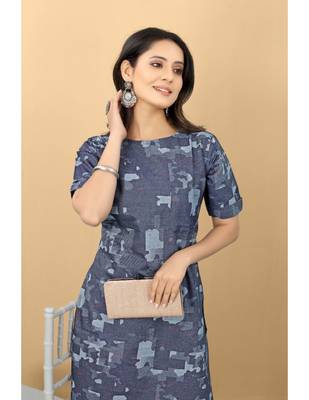 Blue plain jacquard ethnic-kurtis 5