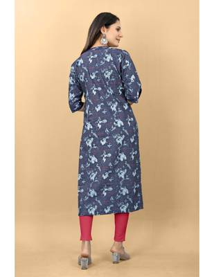 Navy blue plain jacquard ethnic-kurtis 3