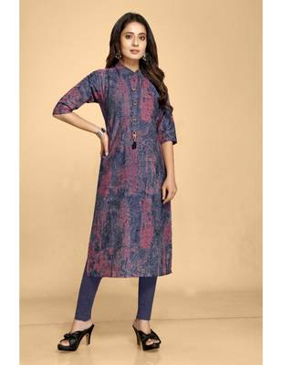 Navy blue plain jacquard ethnic-kurtis 1