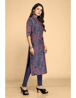 Navy blue plain jacquard ethnic-kurtis 2