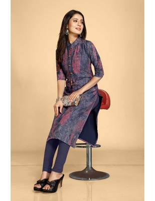 Navy blue plain jacquard ethnic-kurtis 4