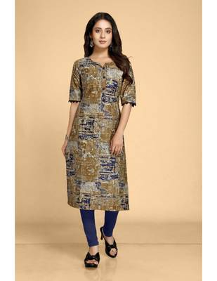 Blue plain jacquard ethnic-kurtis 1