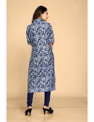 Blue plain jacquard ethnic-kurtis 2