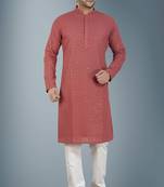 Purple embroidered pure georgette kurta-pajama