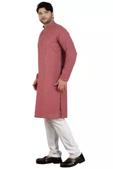 Purple embroidered pure georgette kurta-pajama