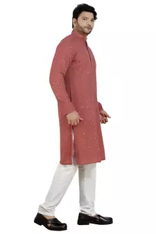 Purple embroidered pure georgette kurta-pajama
