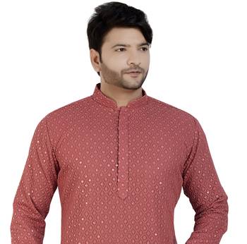 Purple embroidered pure georgette kurta-pajama 5