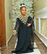 Dark Green Georgette Zari Work Girls' Kaftan 