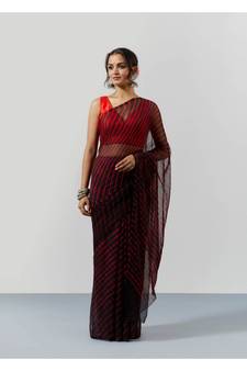 Black Leheriya Chiffon Saree with Blouse