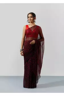 Black Leheriya Chiffon Saree with Blouse