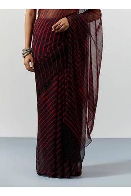 Black Leheriya Chiffon Saree with Blouse 2