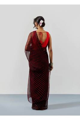 Black Leheriya Chiffon Saree with Blouse 3