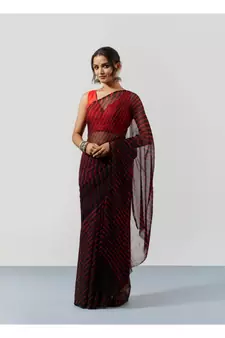 Black Leheriya Chiffon Saree with Blouse
