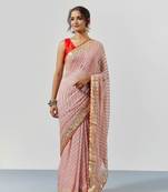 Pastel Peach Leheriya Gota Patti Saree with Blouse
