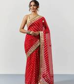 Red Leheriya Gota Patti Saree with Blouse