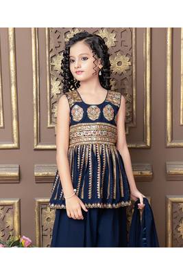 Wedding Designer Blue Faux Georgette Sharara suit 2