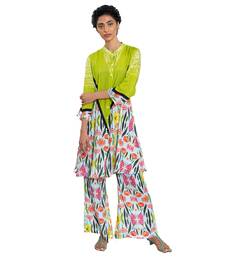 Triangle Shibori Floral Band Collar Kurta