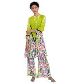 Triangle Shibori Floral Band Collar Kurta