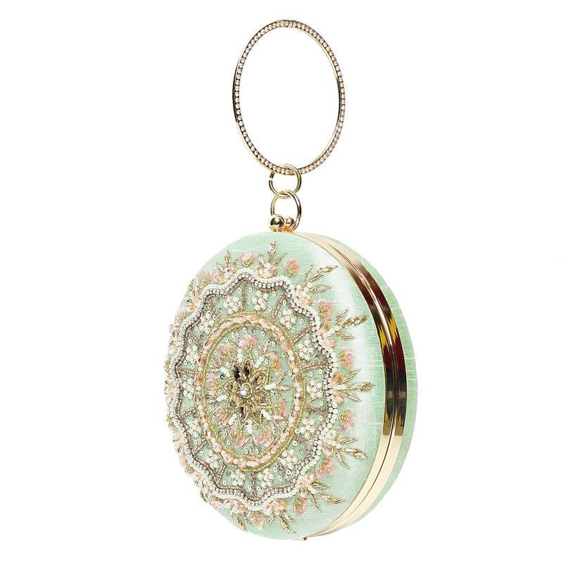  Worthyy Enterprises Embroidered  Women's Pretty Round Adorning Clutch