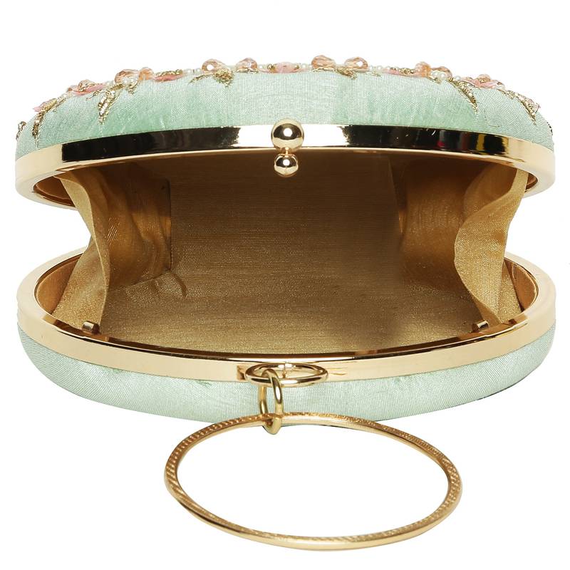  Worthyy Enterprises Embroidered  Women's Pretty Round Adorning Clutch