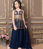 Wedding Designer Blue Faux Georgette Sharara suit