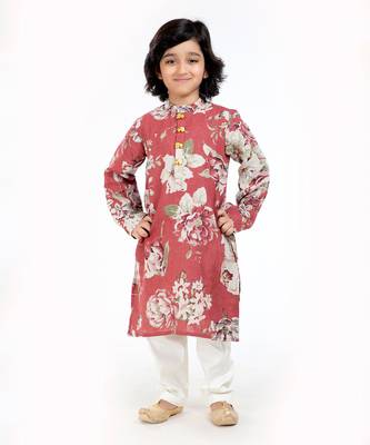 Linen Kurta Set, Embellishment With Gold Beads Along With Ivory  Pyjama 1