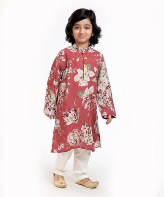 Linen Kurta Set, Embellishment With Gold Beads Along With Ivory  Pyjama 2