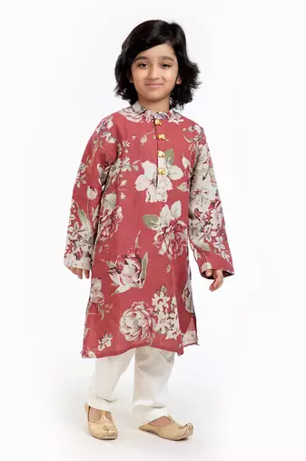 Linen Kurta Set, Embellishment With Gold Beads Along With Ivory  Pyjama