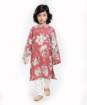 Linen Kurta Set, Embellishment With Gold Beads Along With Ivory  Pyjama 4
