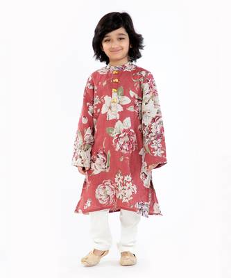 Linen Kurta Set, Embellishment With Gold Beads Along With Ivory  Pyjama 5