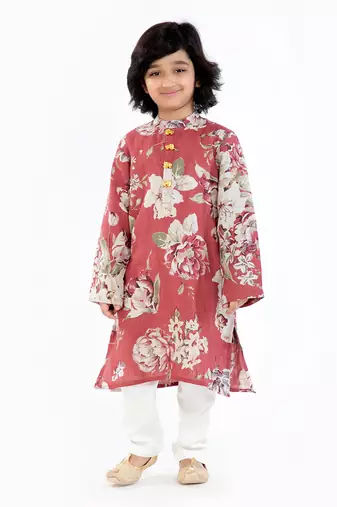 Linen Kurta Set, Embellishment With Gold Beads Along With Ivory  Pyjama
