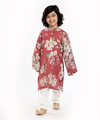 Linen Kurta Set, Embellishment With Gold Beads Along With Ivory  Pyjama 6