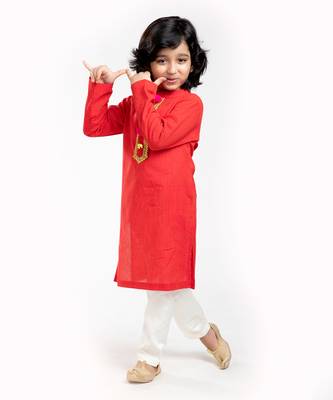 3 Pcs Linen  Kurta Set  With Gold Sequin Vest Coat And Pyjama 6