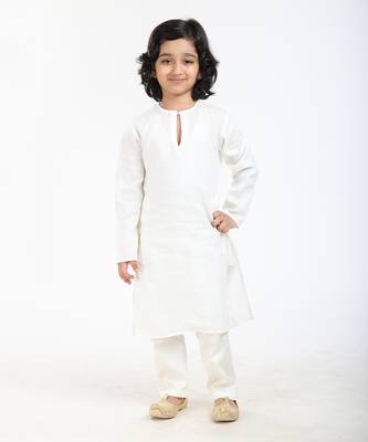 Linen Kurta Set,  With Ivory  Pyjama 1