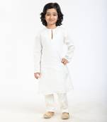 Linen Kurta Set,  With Ivory  Pyjama