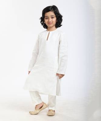 Linen Kurta Set,  With Ivory  Pyjama 2