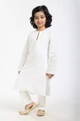 Linen Kurta Set,  With Ivory  Pyjama