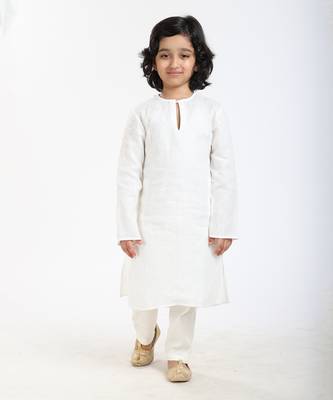 Linen Kurta Set,  With Ivory  Pyjama 4