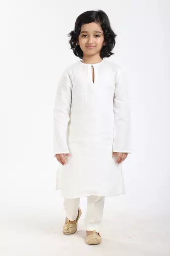 Linen Kurta Set,  With Ivory  Pyjama