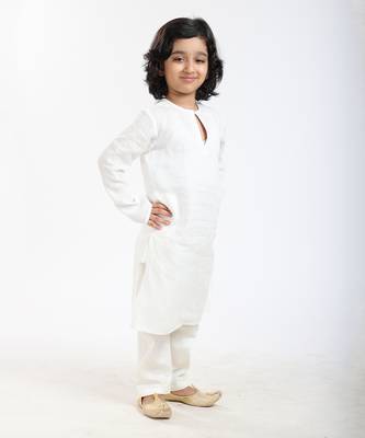 Linen Kurta Set,  With Ivory  Pyjama 5
